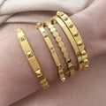 Waterproof Tarnish Free Eco-Friendly 304/316 L Stainless Steel Jewellery Stacking 18K Gold Plated Bangle Bracelets for Gift