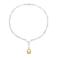 Wish Newest Hot Sale Luxury Yellow Diamond Necklace Big square Cushion Cut Yellow Cz Diamond Lady's Dinner Chocker