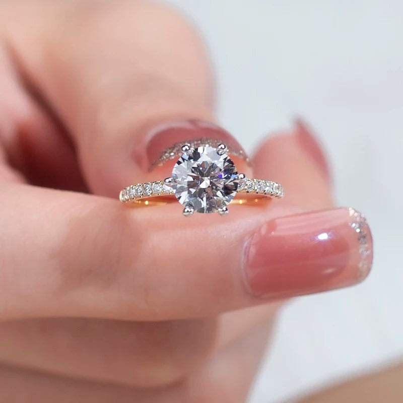 Messi Gems MSR-1000 14K Gold Wedding Engagement Rings 1.5ct D VVS2 Round Lab Grown Diamond Rings