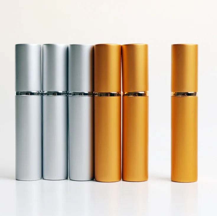 8ml Luxury Electroplating Cover Metal Aluminium Effect Roll Ball Frosted Glass Roller Bottle for Essential Oil Lotion