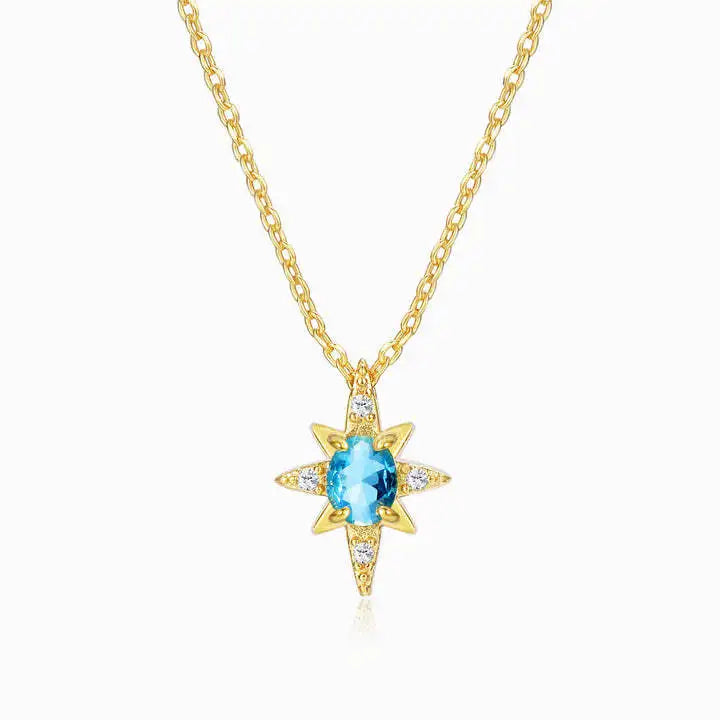 OAHLAN Women's S925 Sterling Silver Necklace with a Zircon-Embedded Mickey Star Pendant Fashion Jewelry