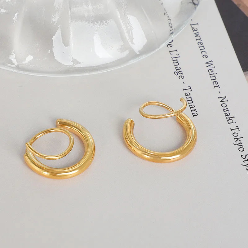 Micci Fashion Spiral Double Helix Helixes Twist Hoops Earrings Stainless Steel 18k Gold Plated Small Classic Hoops Earring