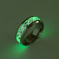 SC Trend Stainless Steel Ring Set Glow in the Dark Dragon Texture Male Silver Ring Luminous Dragon Ring Set for Men