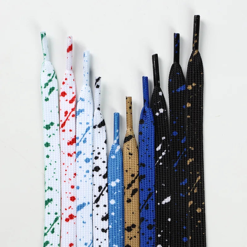 Hotsale splash-ink  flat shoelaces canvas shoes AJ1 sneaker shoelaces creative Fashionable printing Shoe laces