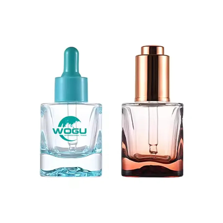 40ml Luxury Refillable Glass Essential Oil Bottle with Dropper Pump Thick Bottom Square Cosmetic Hair Oil Glass Dropper Bottle