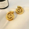 Trendy New 18K Gold Stainless Steel Rotating Pattern Thread Earrings Stainless Steel Earrings Fashion Jewelry