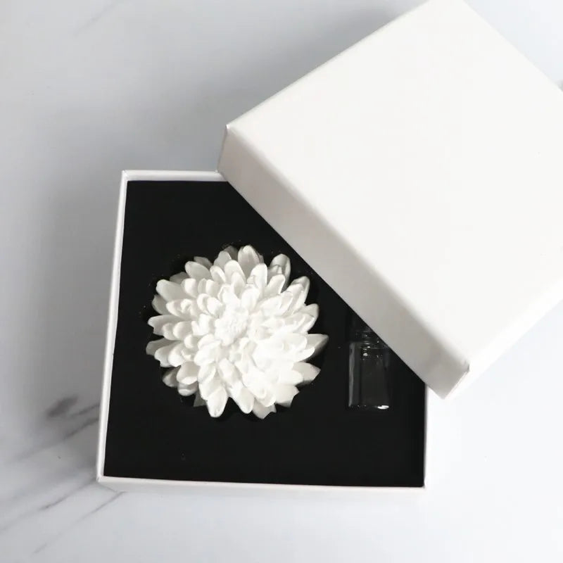 High Quality Stocked Home Fragrance Handmade Porcelain Flower Scented Ceramic Aroma Plaster Air Freshener Essential Oil Diffuser