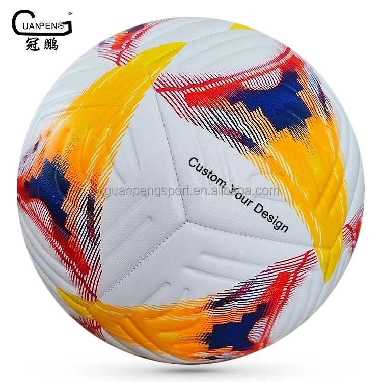 Manufacture High Quality Durable White PU Synthetic Leather Custom Logo Official Size 5 Soccer Ball Custom Design Football Ball