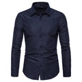 RNSHANGER Autumn Fashion Men Clothes Slim Fit Men Long Sleeve Shirt Plus Size M-5XL Polka Dot Casual Men Shirt
