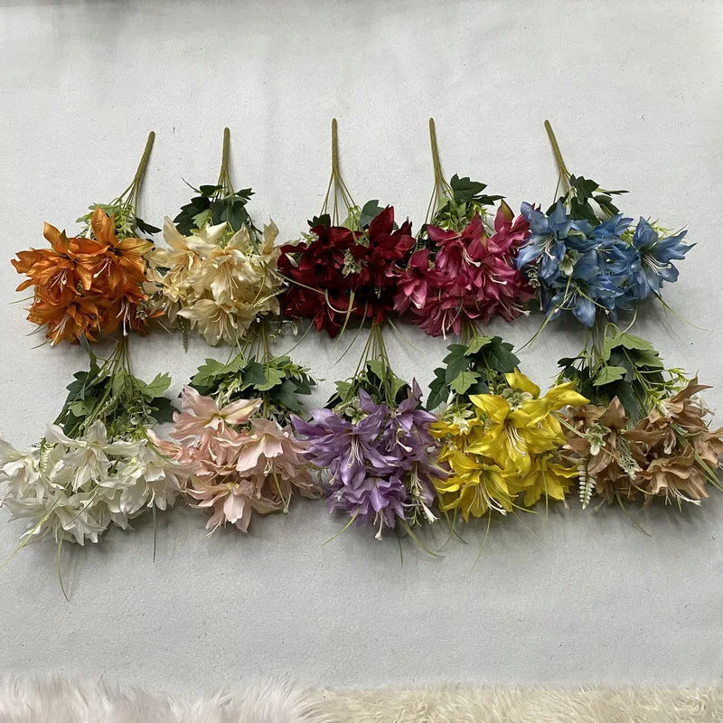 New Design Artificial Flowers Lily Bouquet Fake Flowers for Home Decor