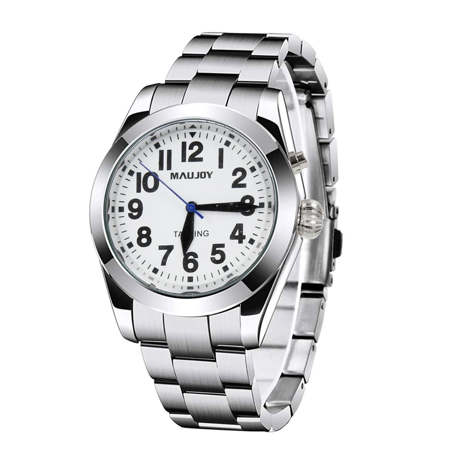 Language Customization Mens Talking Analogue Watch With Time Date Loud Alarm Clock Visually Impaired