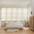 ZSTARR Home Decor French Windows Horizontal Pattern Elegant Blackout Fabric Electric Roller Shades Roman Blinds for Bedroom