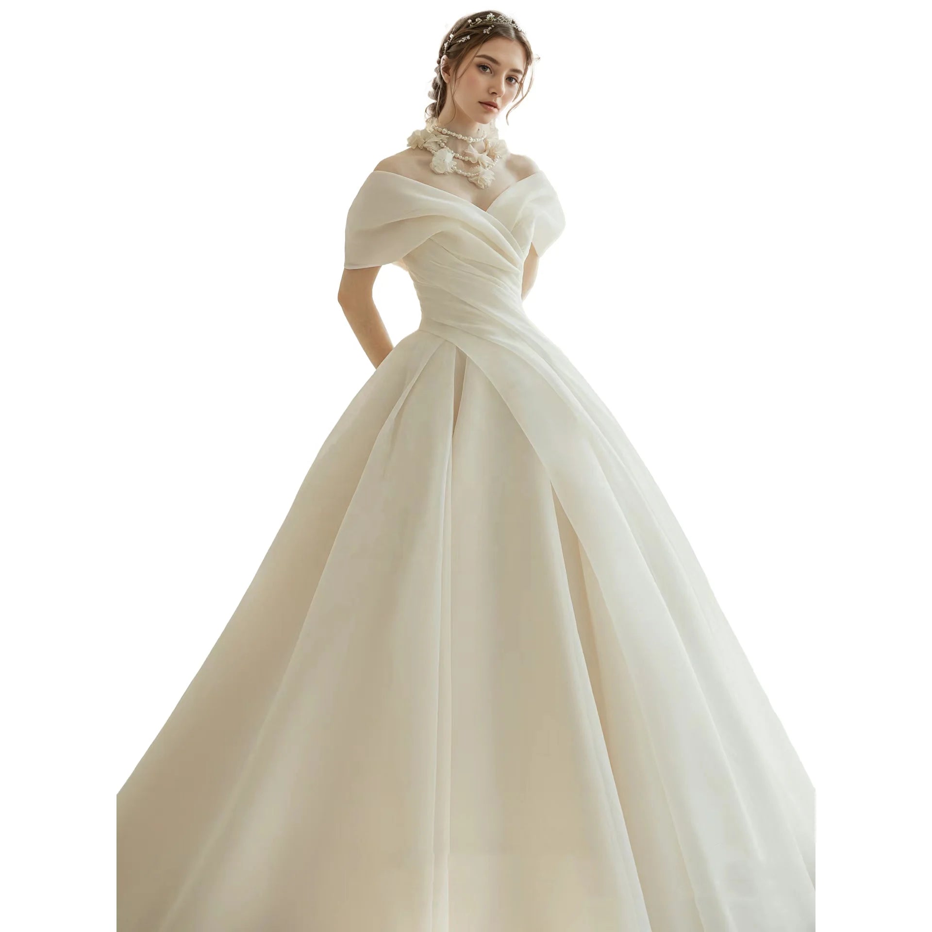 Stylish Satin Ball Gown Birthday Party Dress Strapless Backless Crystal Decoration Lace-up Floor-Length Model Number Fashionable