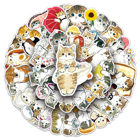 50PCS Funny cute cartoon hand painted kitty decals pretty lovely naughty cat decals