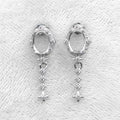 Sterling Silver 6*8mm Semi Mount Stud Eardrops Empty Frame Support Blank Setting S925 Base Without Center Stone DIY for Inlay