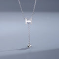 Fashion Long Tassel Zircon Rhodium Plated 925 Sterling Silver Letter H Pendant Trendy Women Wedding Engagement Necklace