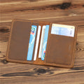 Boshiho Crazy Horse Genuine Leather Slim Customize logo Credit Card Holder Wallet Travel Passport case Cover