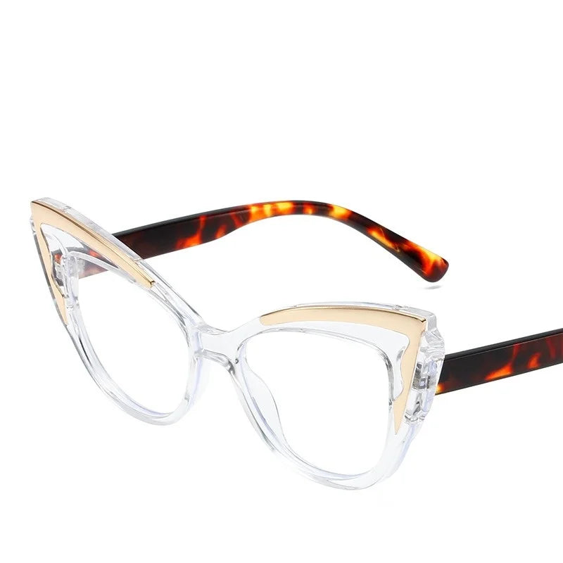 2025 Wholesale Unisex Big Frame Personality Eyeglasses Cat Eye Computer Anti Light Blue Glasses Frame