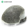 Q6-8 Size French Lace and PU Indian Human Hair Prosthesis Men Toupee Natural Wave 6" Length 130% Density Free Style