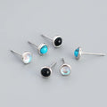 New Fashion Jewelry S925 Sterling Silver Moonstone Turquoise Agate Gemstone Stud Earrings for Women YHE0474