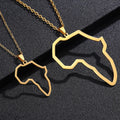 Gold and Silver Plated Stainless Steel African Map Pendant Statement Choker Necklace Jewelry for Men and Women