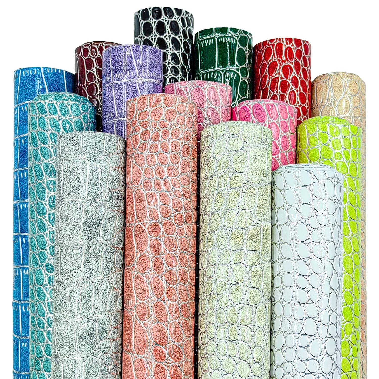 0.9mm Hot Sale Embossed PU Leather Silver Lines Crocodile Faux Leather for Decoration Furniture Bags Hats