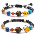 The Eight Planets Galaxy Bracelet Faceted Blue Sandstone Galaxy Bracelet for Girl Gift