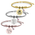 Ywganggu Customize Adjustable Snake Bone Stainless Steel Pink Rhinestone Round Bracelet Graduation Anniversary Gift Set