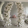 White Green Artificial Flower Arch for Christmas Easter Events Party Wedding Entrance Decoration with Floral Horn Arch Proposal