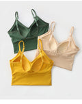 Seamless Bra Padded Bra Oem Tank Top V Neck U-shaped Beauty Back Underwear One-piece Belt Camisole Sport Bra for Women Yoga