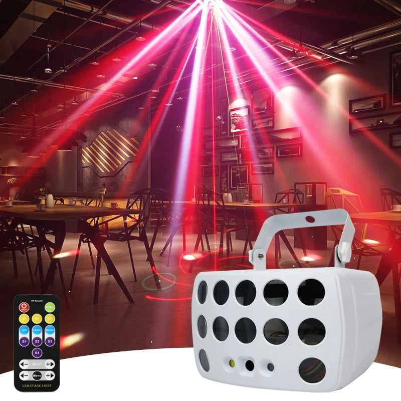 3-in-1 Butterfly Laser Beam Lights DMX Control RGB LED Strobe Stage Projector Disco Party Red Green