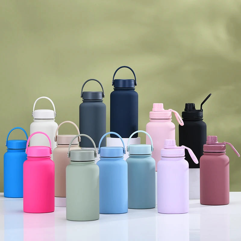 Wholesale OEM Wide Mouth 22oz 650ml Double Layer 8/18 Stainless Steel Vacuum Water Bottle With Spout Lid for Sports Hiking