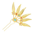 Women's Ethnic Leaves Hair Stick Rhinestone Flower Shape Hairpin Alloy Hair Accessories Jewelry