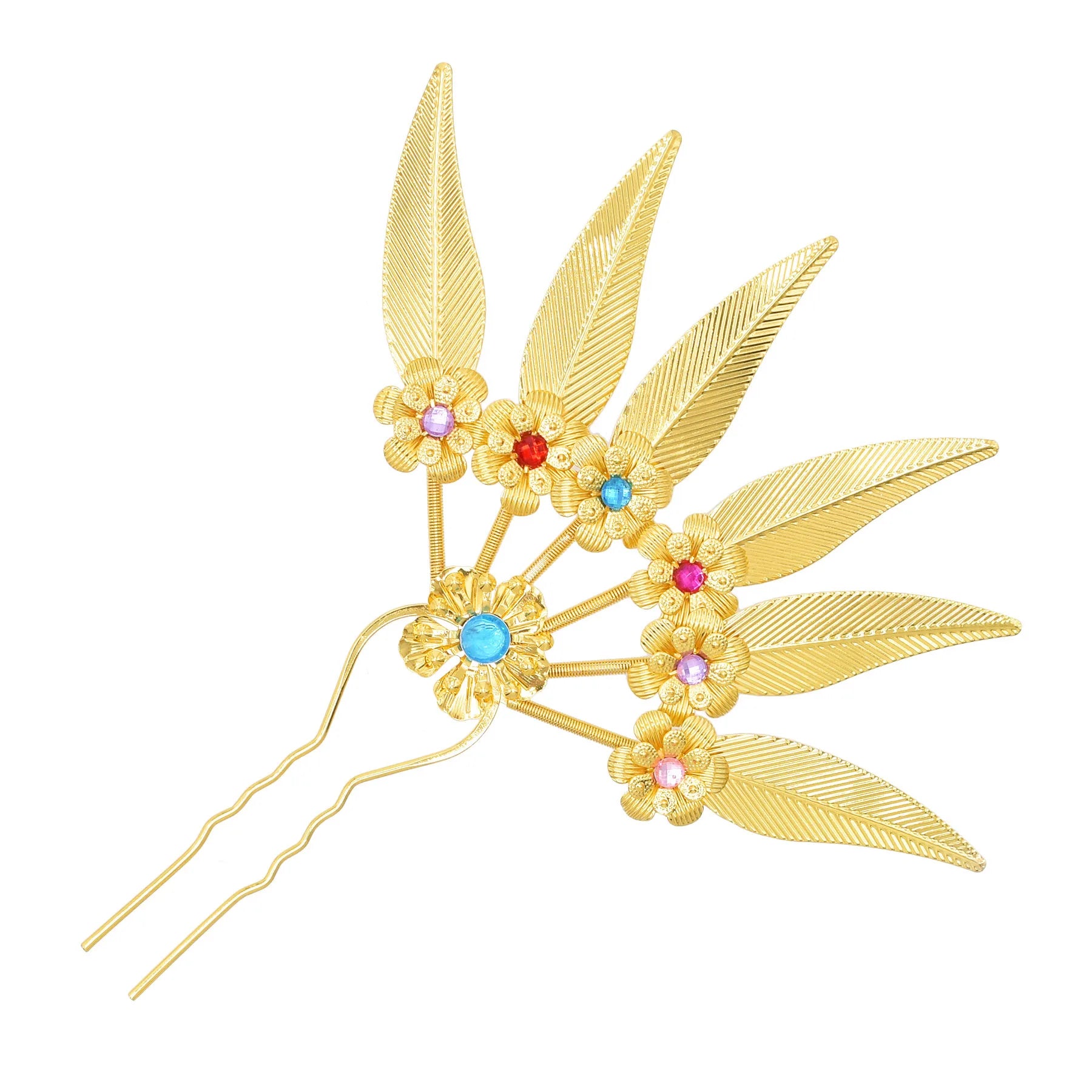 Women's Ethnic Leaves Hair Stick Rhinestone Flower Shape Hairpin Alloy Hair Accessories Jewelry