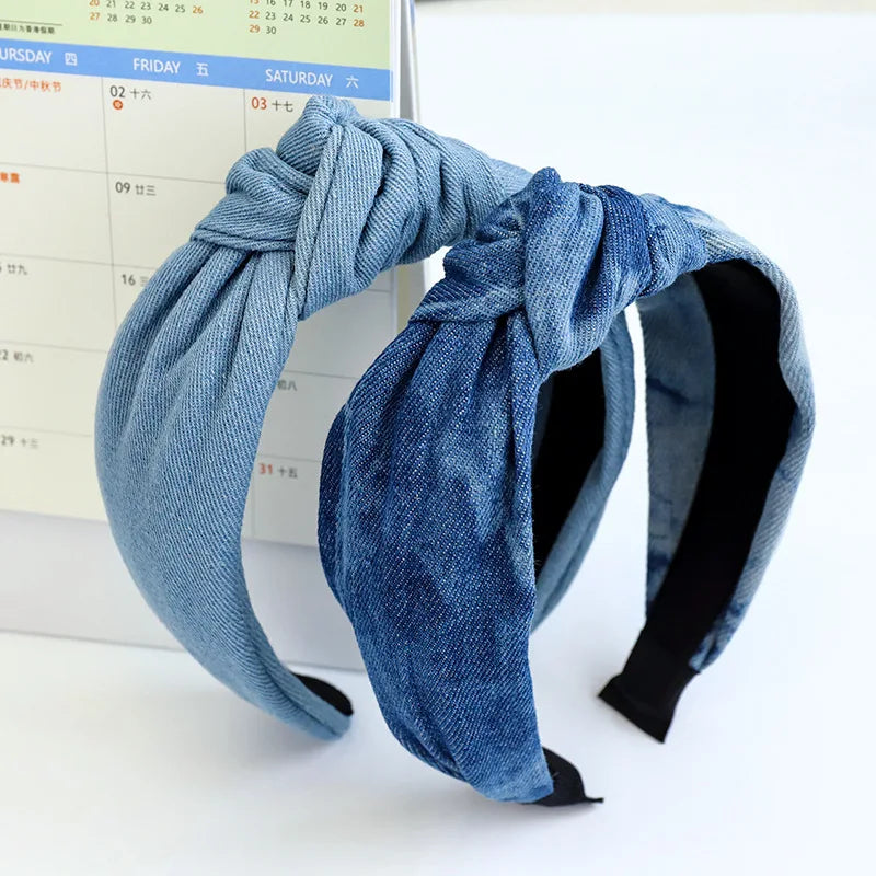 ShangHai 2024 New Fashionable Blue Denim Headband for Girls Going Out Suitable for Women