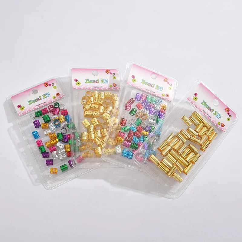 Wholesale Gold Silver Dreadlocks Hair Braid Cuff Hair Beads for Synthetic Braid Hair Decoration Accessories