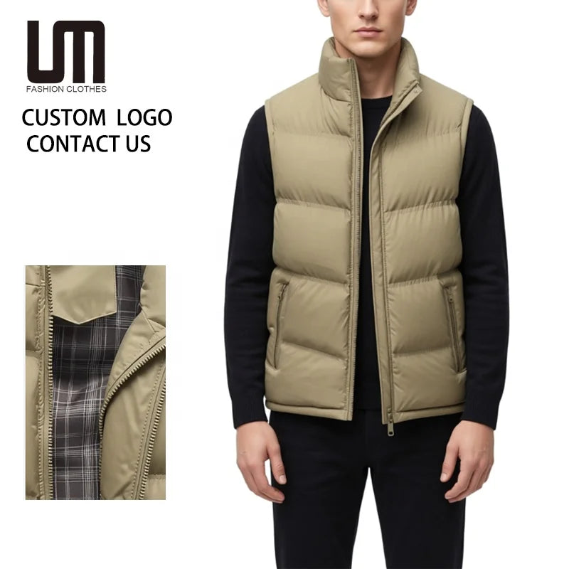 Customized Logo New Trends Men Fashion Winter Fall XXL Plus Size Outerwear Coats Vest Polyester Jacket