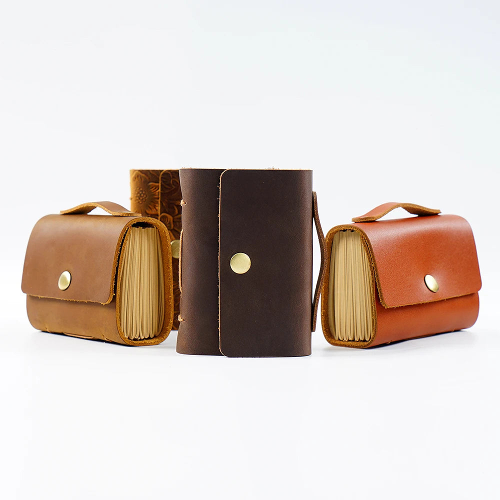 Retro Mini Premium Top Layer Leather Notebook Pocket Travel Journals Graffiti Diary Promotional Business Planner Free Sample