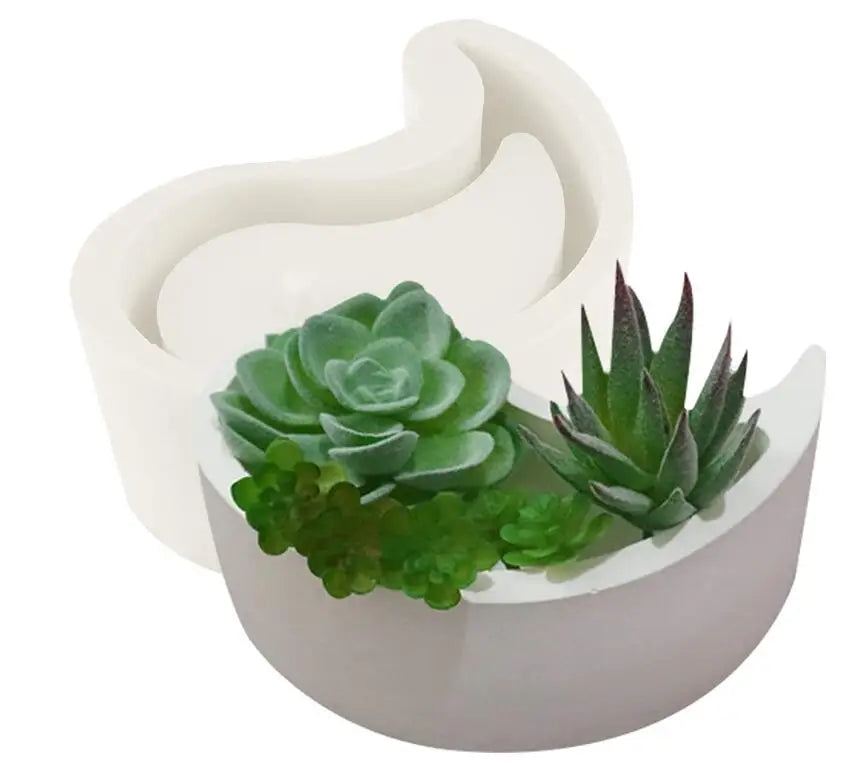 HY Tai Chi Symbol Flower Pot with Drainage Hole Silicone Mold for Epoxy Resin Concrete Clay Succulent Planter