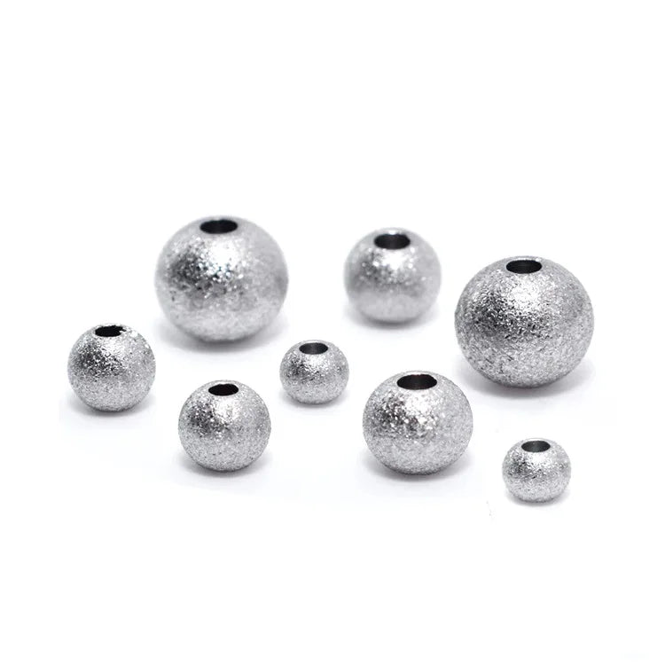 Frosted Faces 2/3/4/5/6/8/10mm Round Loose Jewelry Making Findings Ball Stainless Steel Large Hole Spacer Beads Frosted Beads