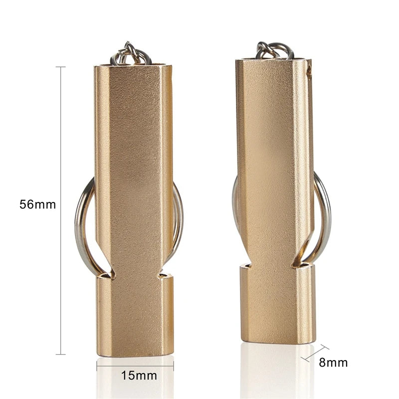 Outdoor Camping Trip Survival Protective Equipment High Frequency Lifeguard Dual Tubes Aluminum Alloy Referee Whistle