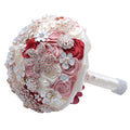 Bride Holding  Medium and Large Size Wedding Bouquets Brooches Collections Custom Made Crystal or Pearl Brooches