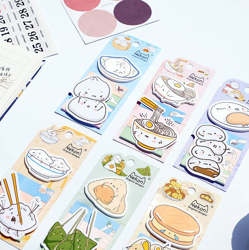 Nekoni Cute Self-Stick Memo Note  Kawaii  Food Image Paper Index Bookmark for Sticky Notes Pad