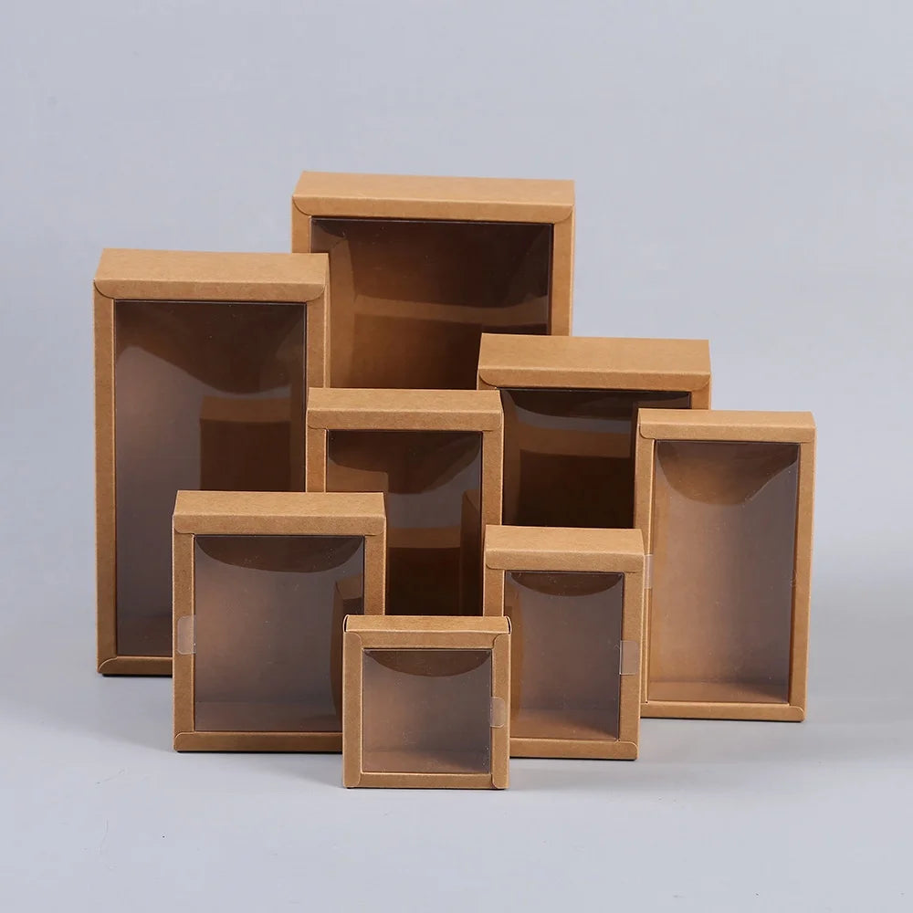 Wholesale Accept Custom Packaging Kraft Paper Fashion Accessories Mini Kraft Box With Transparent Window