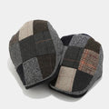 Old Fashioned Checkered Felt Twill Plaid Newsboy Cap Hat for Men Winter Ivy Gatsby Beret Cap Made of Cotton Casual Summer Wear