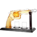 Revolver Shape Glass Whiskey Decanter Set with 2 Glasses High Borosilicate Liquor Carafe & Shot Cups Barware Gift for Men