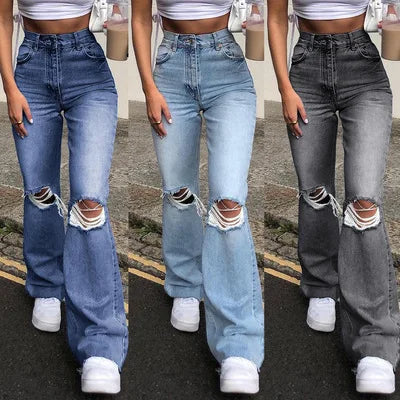 2026 Spring Custom Logo Jeans Women Fashion High Waist Casual Loose Jeans Pants