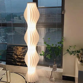 Nordic Modern LED Floor Lamp with White Shade for Indoor for Living Room & Bedroom Decoration Features Grass Skirts Design