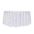 White Round Damask Tablecloth in Polyester Fabric for Wedding Banquet Restaurant and Parties