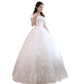 Hot Sale  Fashion Women White  Bride Wedding Dress 2023 New  Dream Simple Flat Shoulder White Wedding Dresses